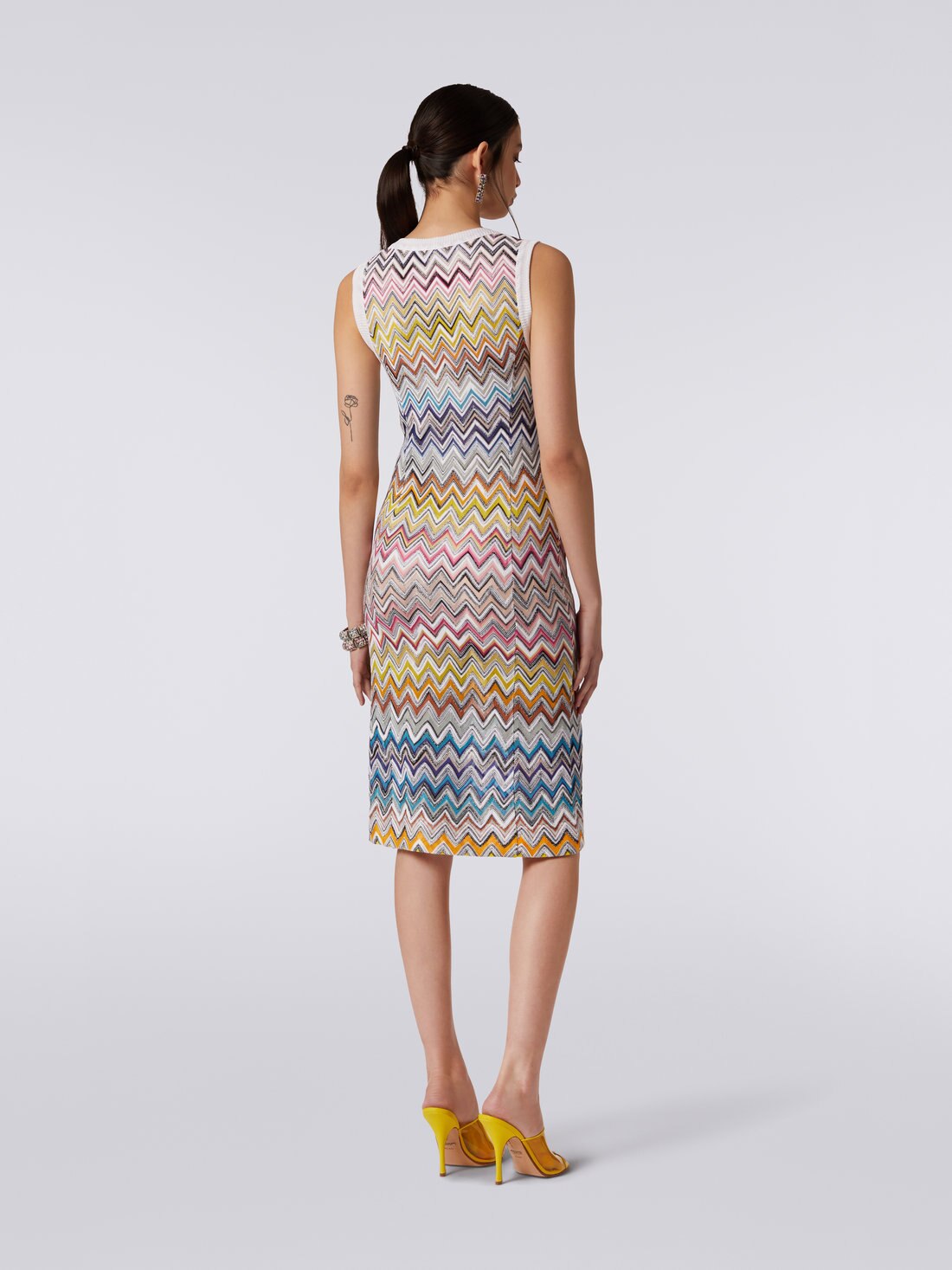 Robe fourreau longuette en maille à chevrons, Multicolore  - 8051575718625 - 3