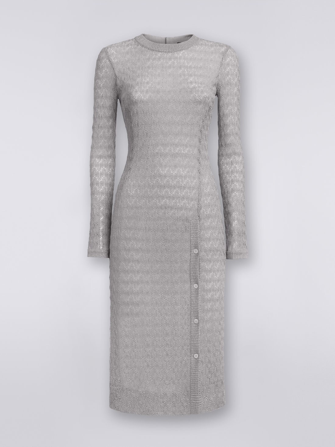 Longuette-Kleid mit Spitzeneffekt und Lamé, Silber & Grau Lamé - 8051575691881 - 0