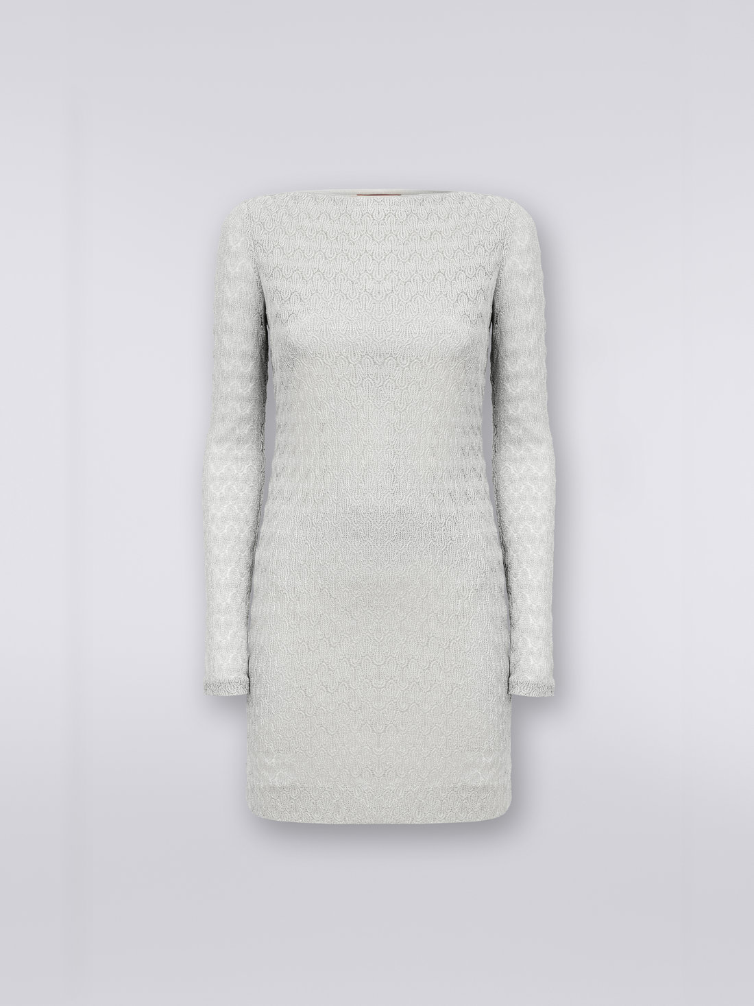 Viscose blend lace effect mini-dress with lamé, Silver & Grey Lamé - DS23SG31BR00JVS91D8 - 0