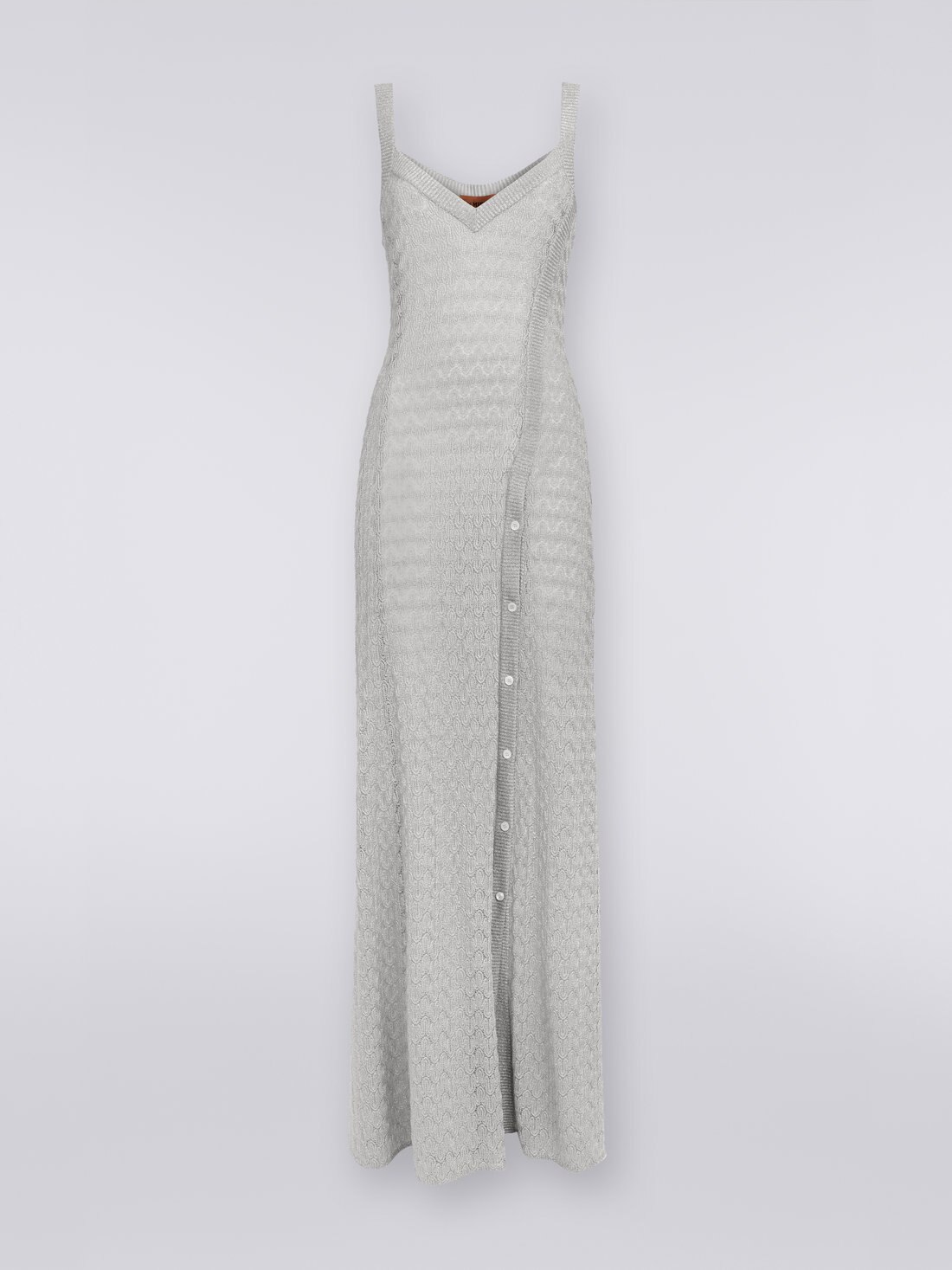 Langes Spitzenkleid aus Viskose-Lamé-Mix, Silber & Grau Lamé - 8051575750366 - 0