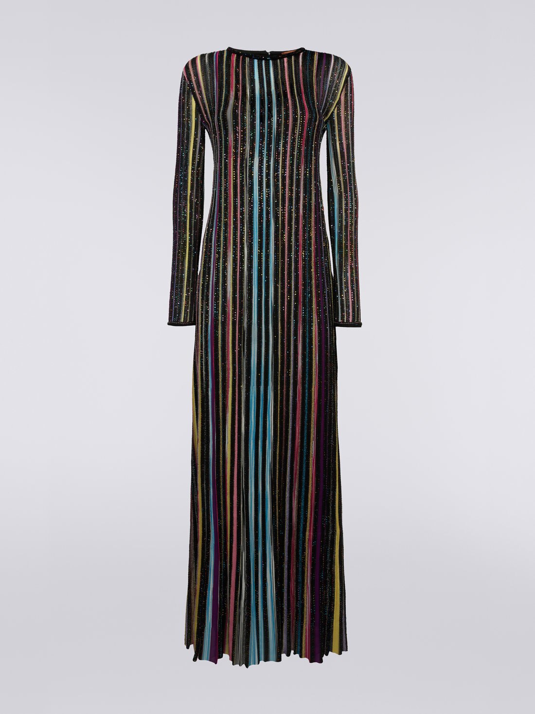 Robe longue plissée avec paillettes, Noir & Multicolore - 8051575719363 - 0