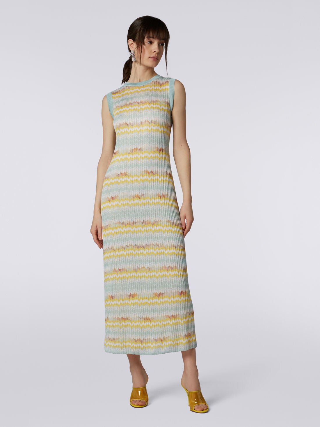 Multicoloured viscose sleeveless long dress, Multicoloured - 8051575693168 - 1