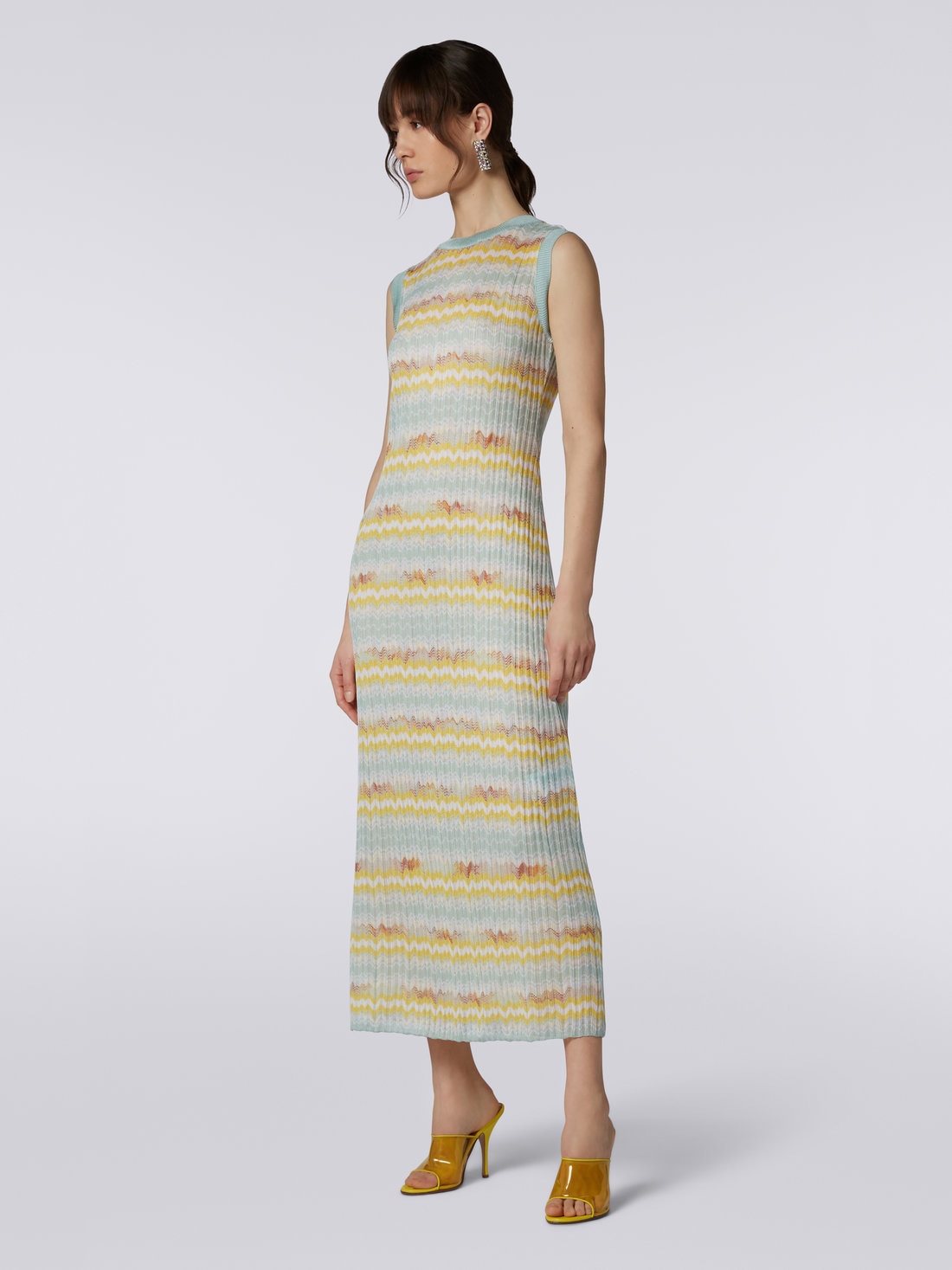 Multicoloured viscose sleeveless long dress, Multicoloured - 8051575693168 - 2