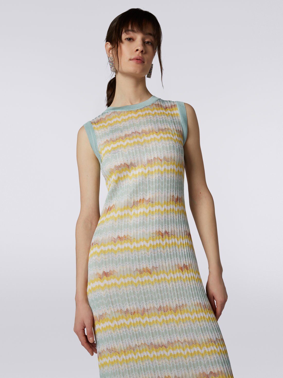 Multicoloured viscose sleeveless long dress, Multicoloured - 8051575693168 - 4