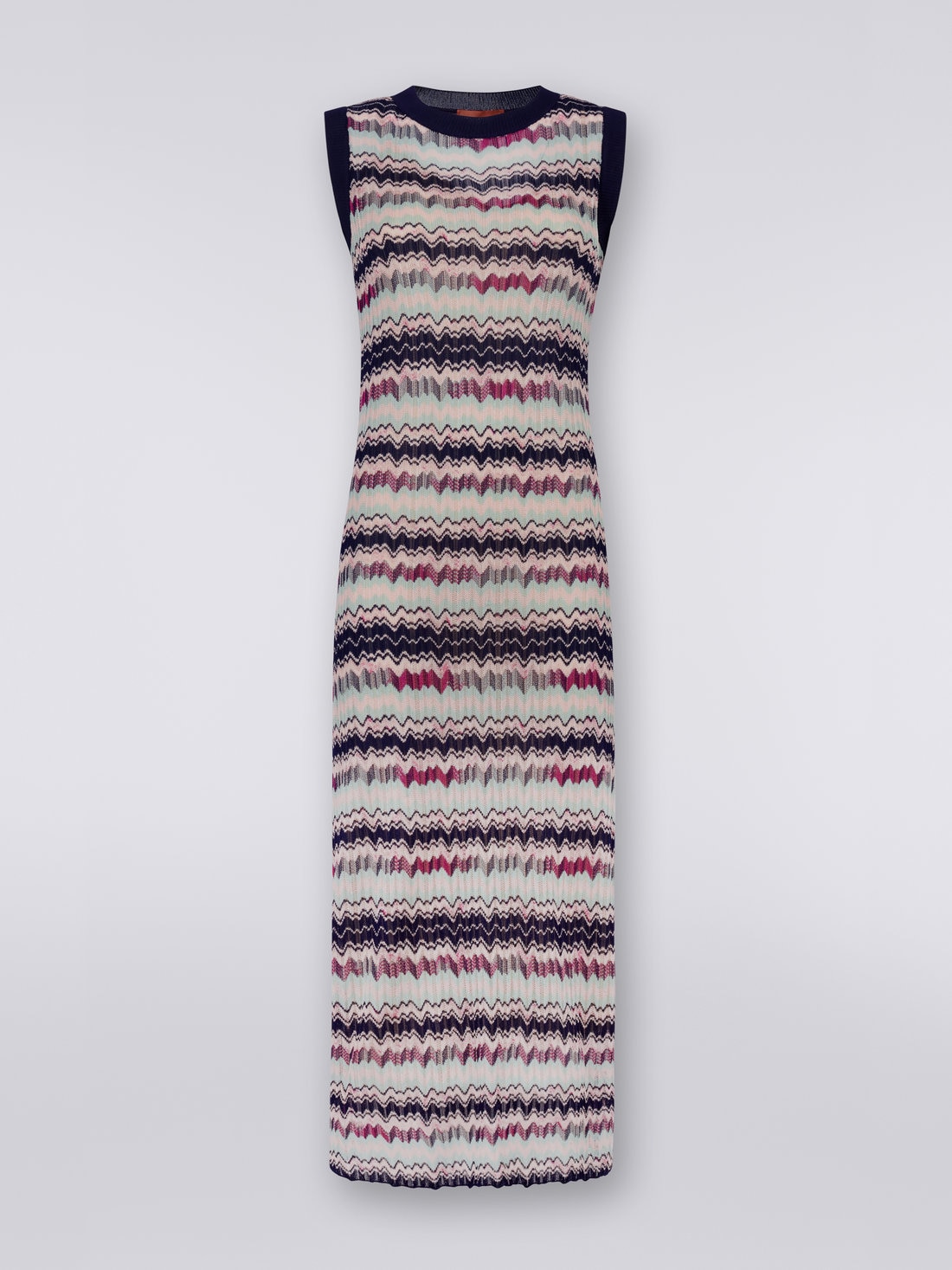 Abito lungo  senza maniche in viscosa multicolore, Rosa, Blu & Azzurro - 8051575719387 - 0