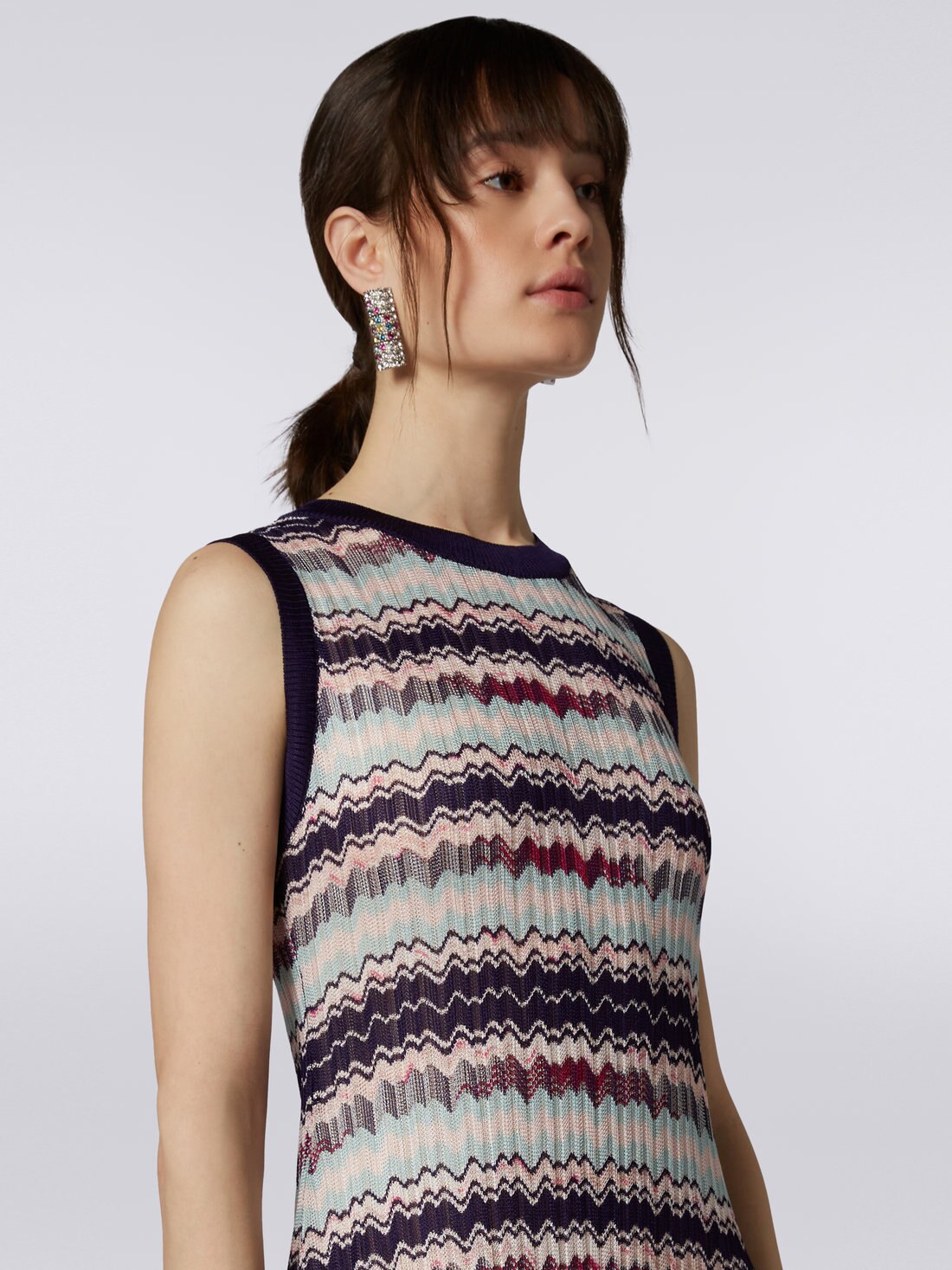 Abito lungo  senza maniche in viscosa multicolore, Rosa, Blu & Azzurro - 8051575719387 - 4