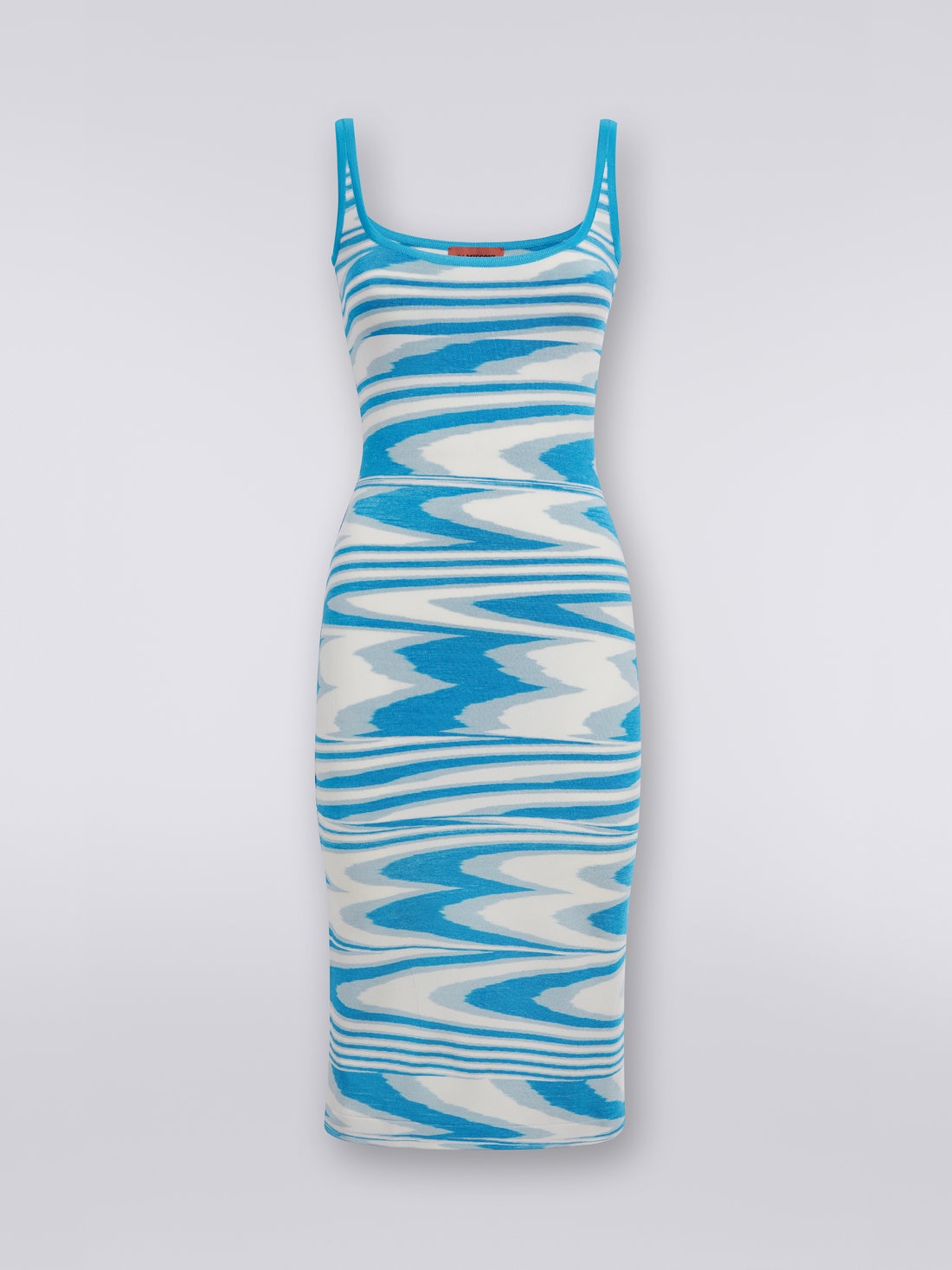 Longuette-Kleid aus Stretch-Viskose in Flammgarnoptik, Türkis, Himmelblau & Weiß - 8051575815362 - 0