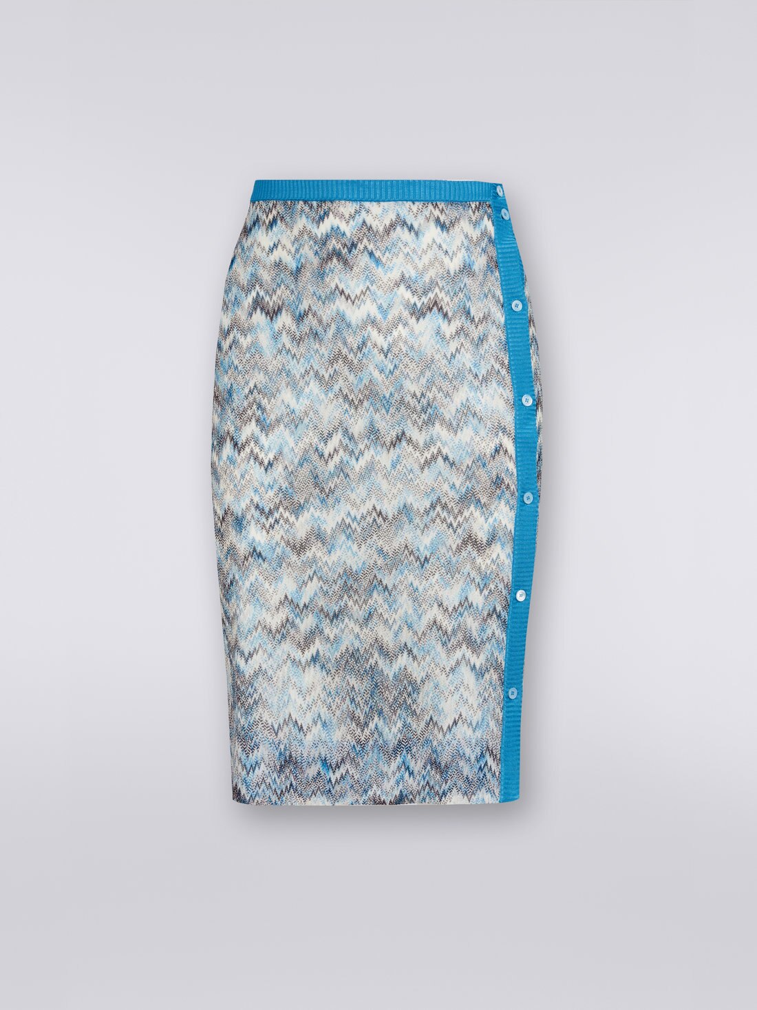Viscose longuette skirt with side button placket, Multicoloured - 8051575695810 - 0