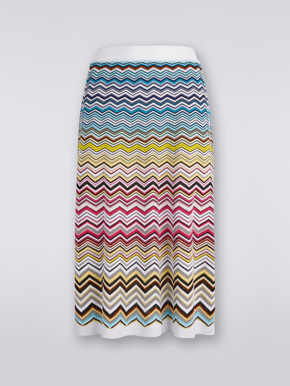 Cotton and viscose blend chevron longuette skirt, Multicoloured - 8051575708879 - 0