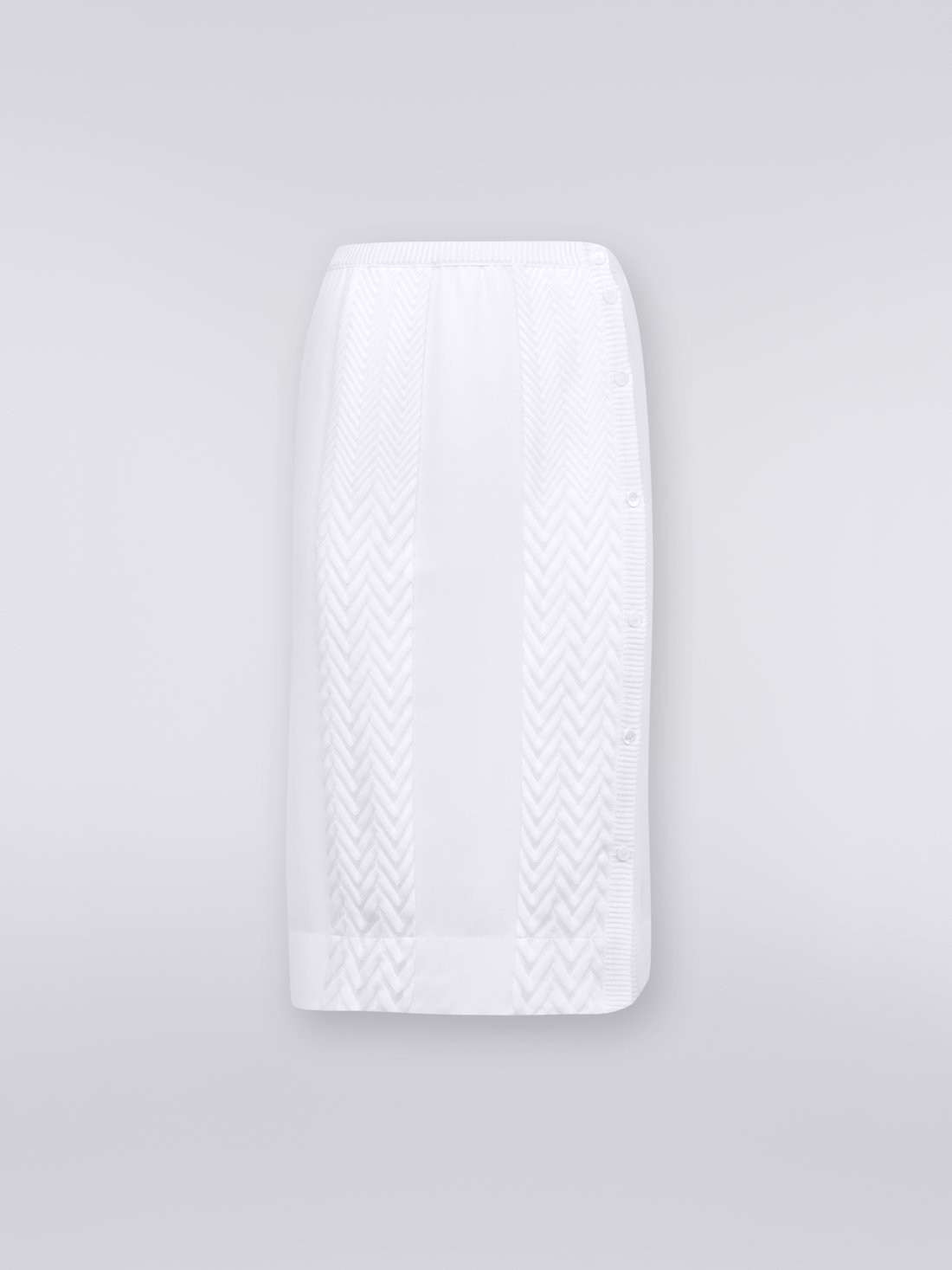 Plain silk, cotton and viscose longuette skirt, White  - 0