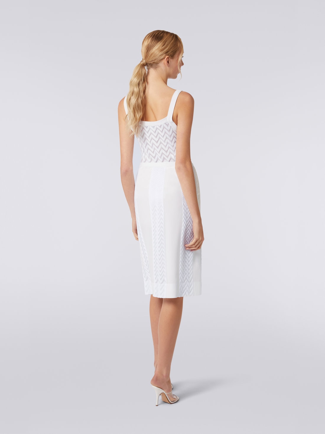 Plain silk, cotton and viscose longuette skirt, White  - DS23SH1IBW00L714001 - 3