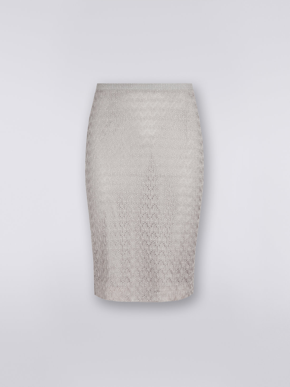 Raschel-worked lace and lamé skirt, Silver & Grey Lamé - DS23SH1OBR00JVS91D8 - 0