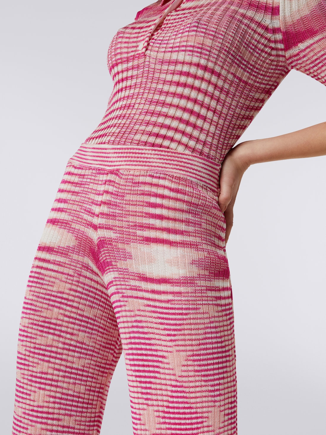 Hose aus Viskose und Baumwolle in Flammgarnoptik, Fuchsia, Rosa & Weiß - 8051575751479 - 4