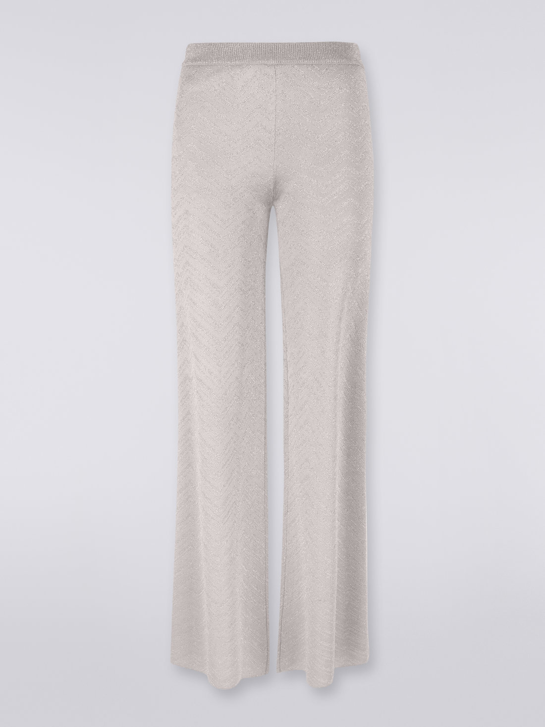 Pantalon évasé avec finition chevron et lurex, Argent   - DS23SI0JBK021PS91DI - 0