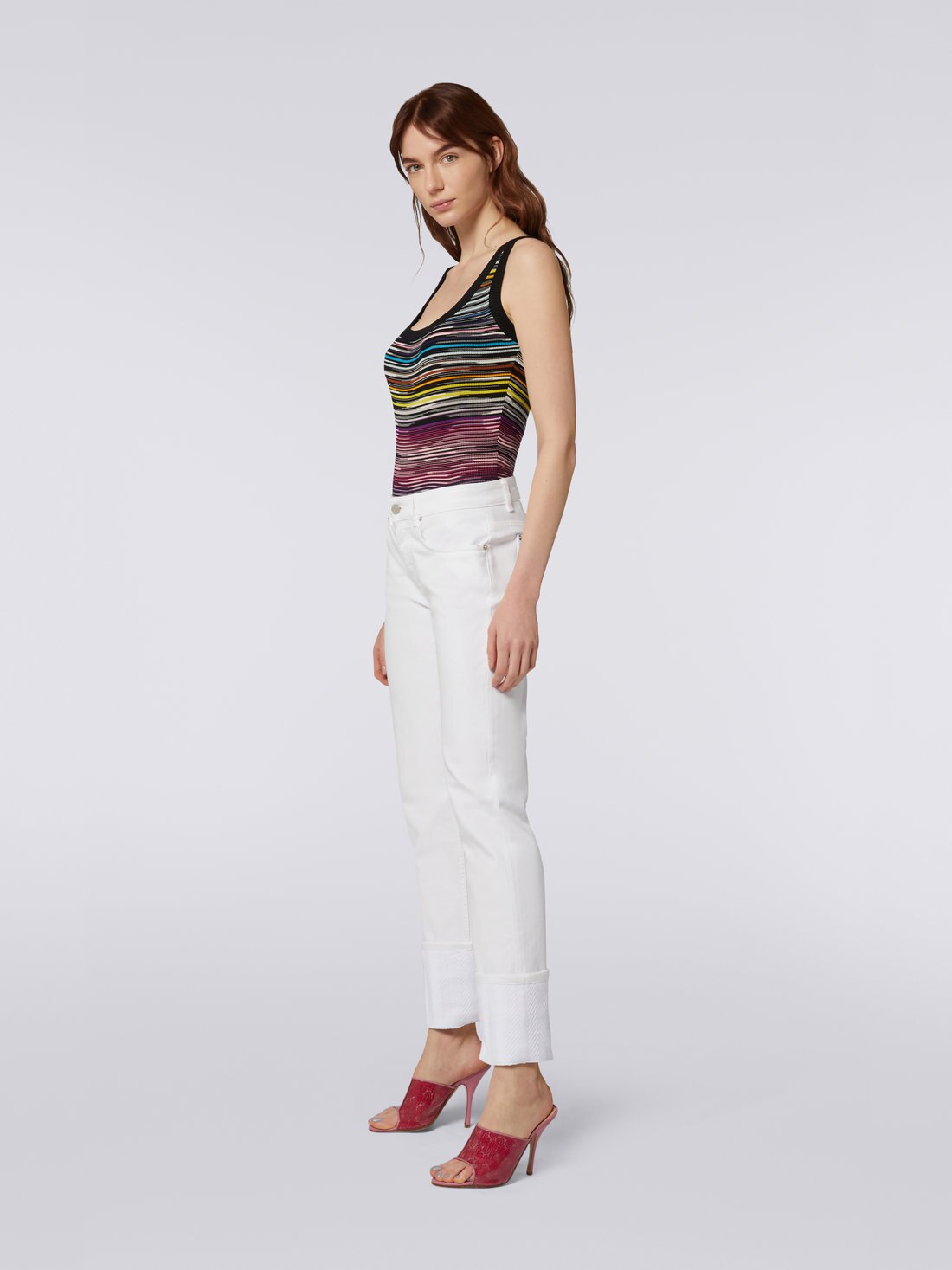 Five-Pocket-Hose aus Stretch-Baumwolle mit Strickeinsätzen, Denim - 8051575691614 - 2