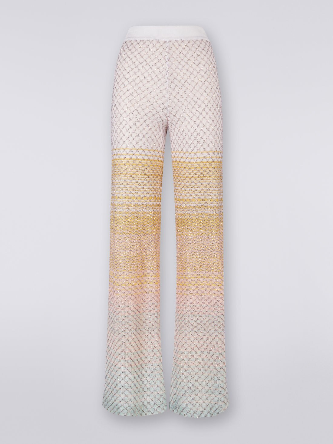 Flared knit trousers with sequins, Multicoloured - DS23SI0ZBK022ISM8NI - 0