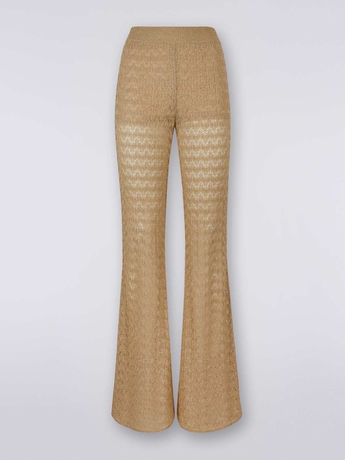 Ausgestellte Hose aus Viskosemischgewebe, Strick, Ocker & Gelb Lamé - 8051575727627 - 0
