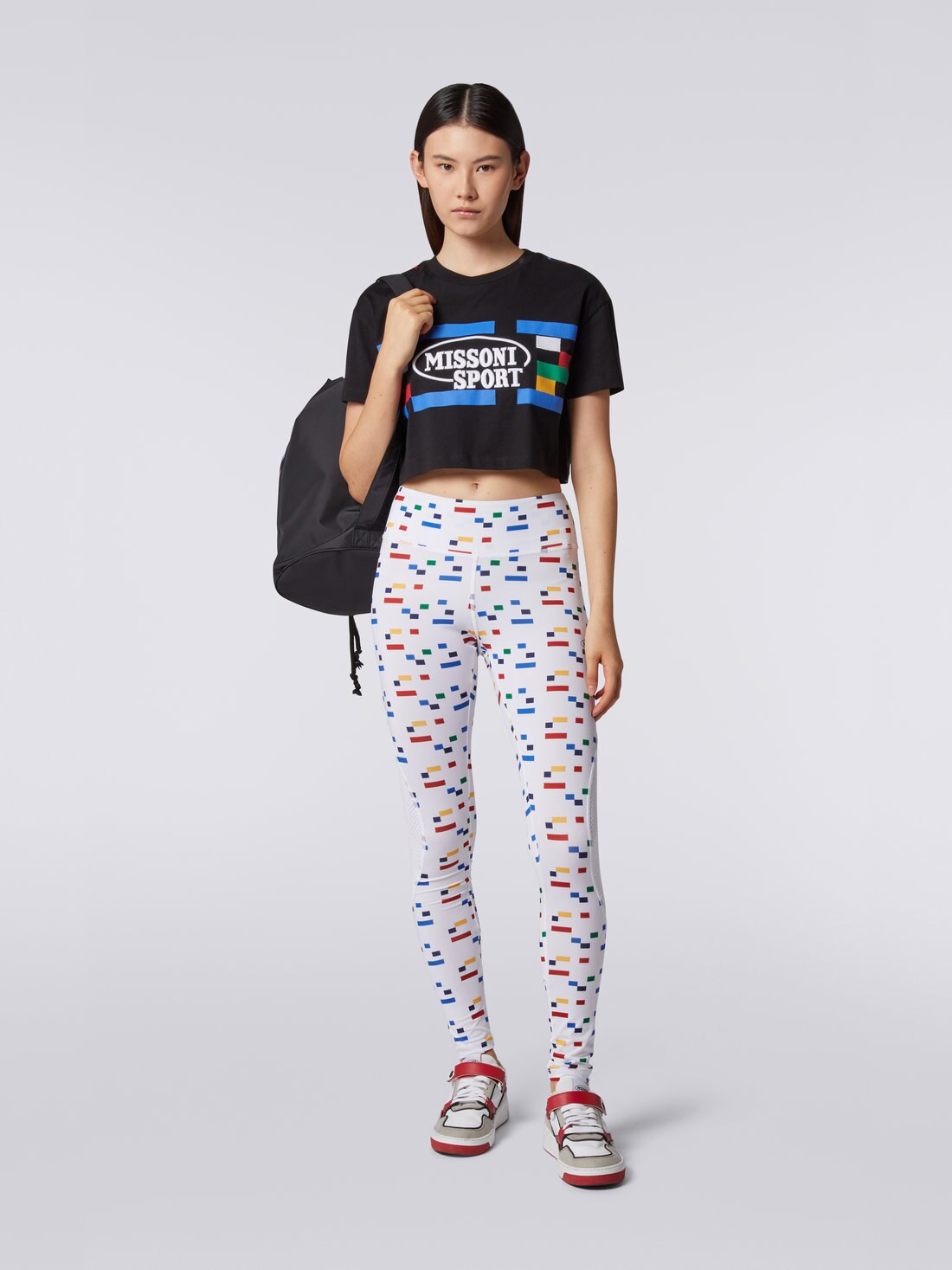 Leggings mit Netzeinsätzen und Pixelprint, Legacy-Logo, Weiß & Mehrfarbig Heritage - 8051575696336 - 1
