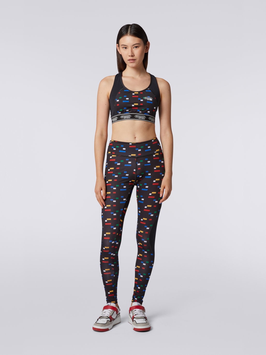 Leggings with mesh inserts and Legacy logo pixels, Black & Multicoloured  - 8051575709166 - 1