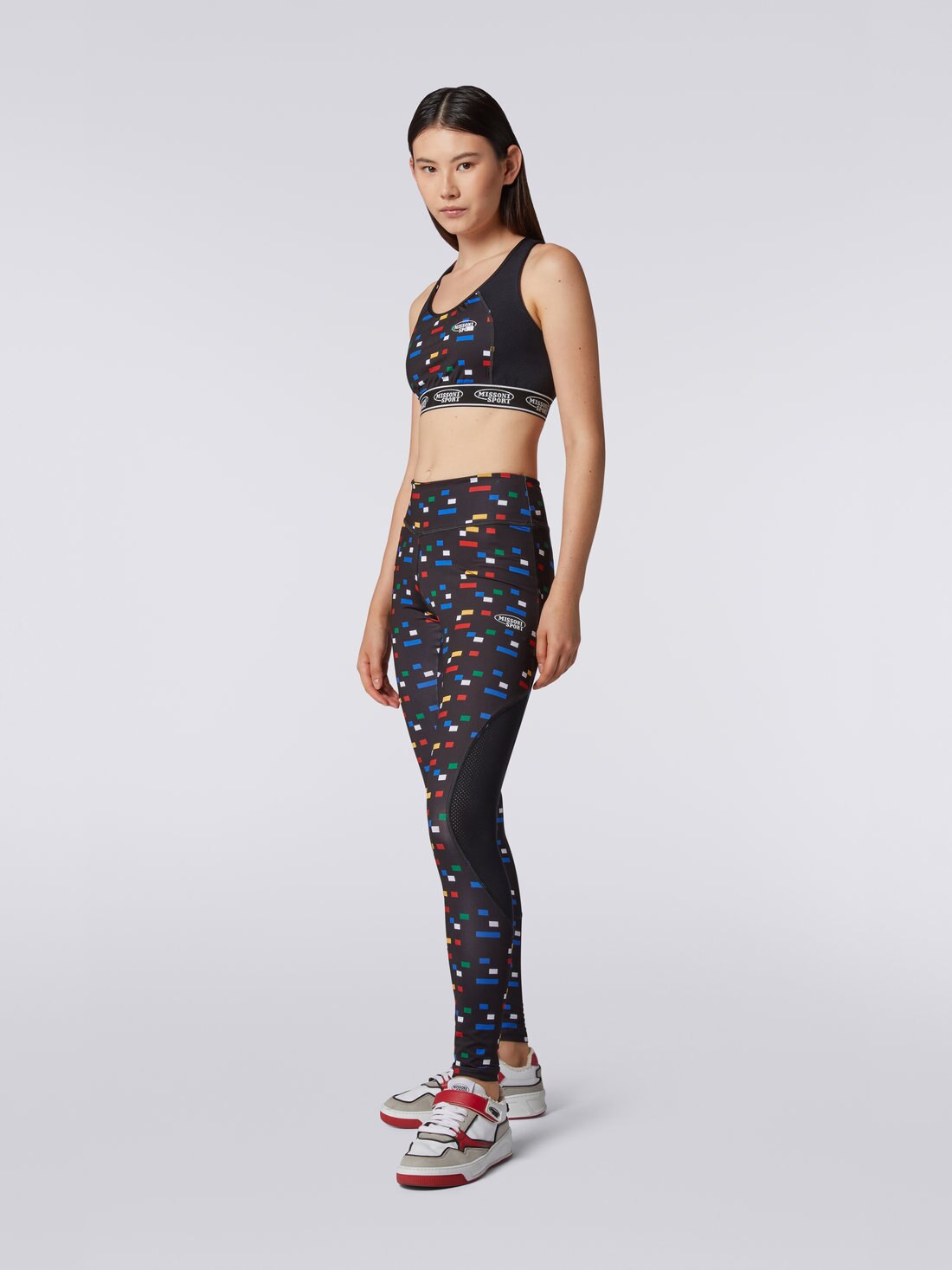 Leggings with mesh inserts and Legacy logo pixels, Black & Multicoloured  - 8051575709166 - 2