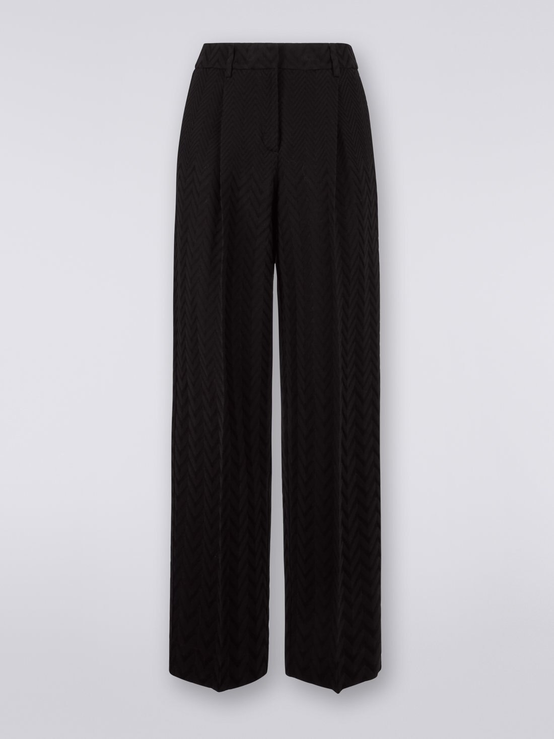 Classic cotton and viscose trousers, Black    - 0