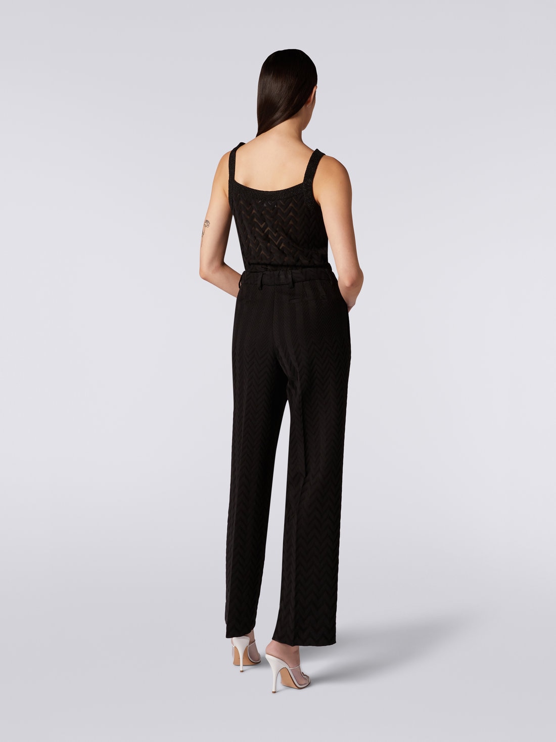 Classic cotton and viscose trousers, Black    - DS23SI1NBR00JE93911 - 3