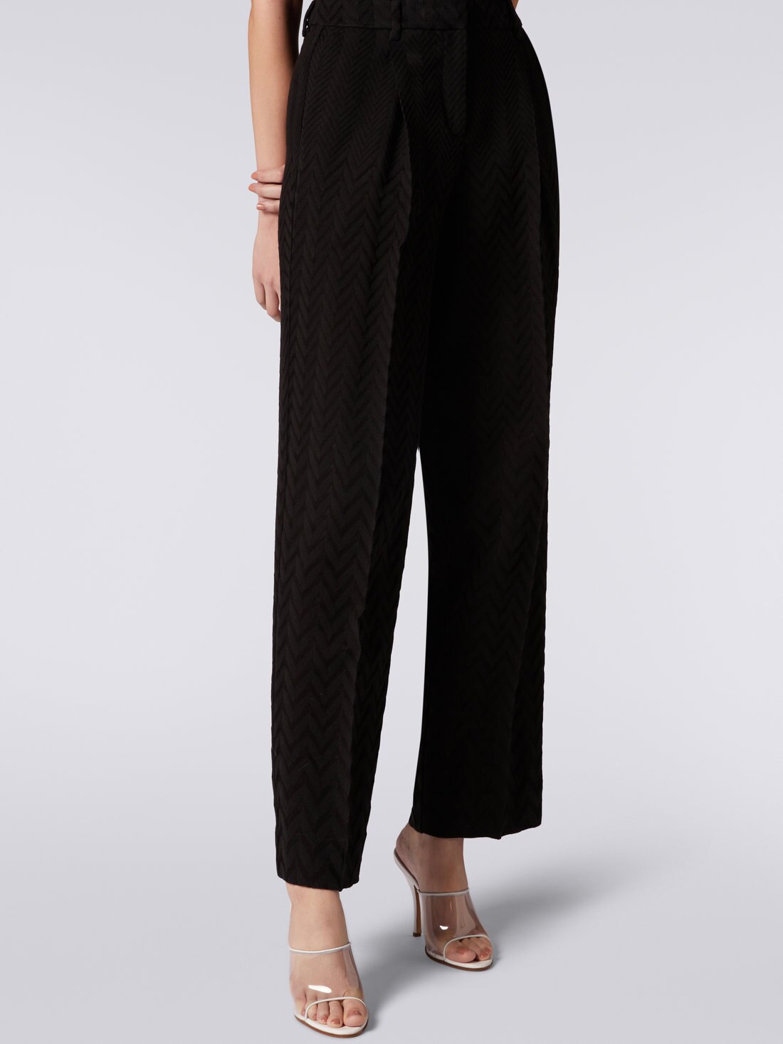 Classic cotton and viscose trousers, Black    - DS23SI1NBR00JE93911 - 4