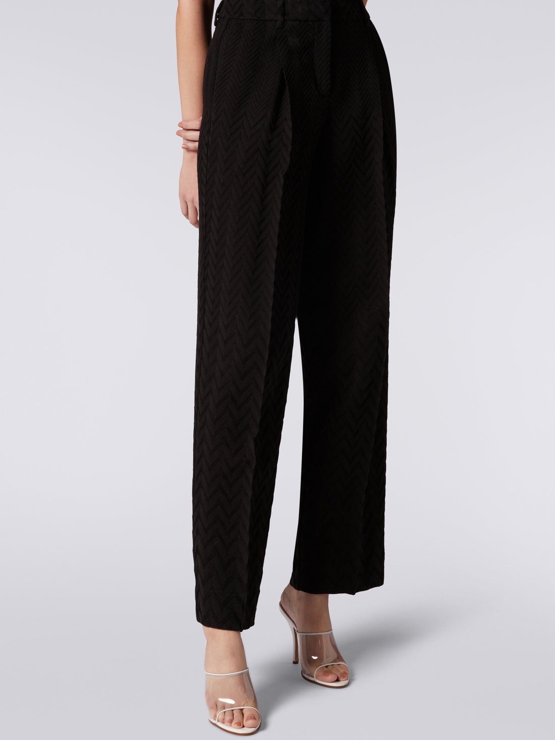 classic black cotton straight leg trousers