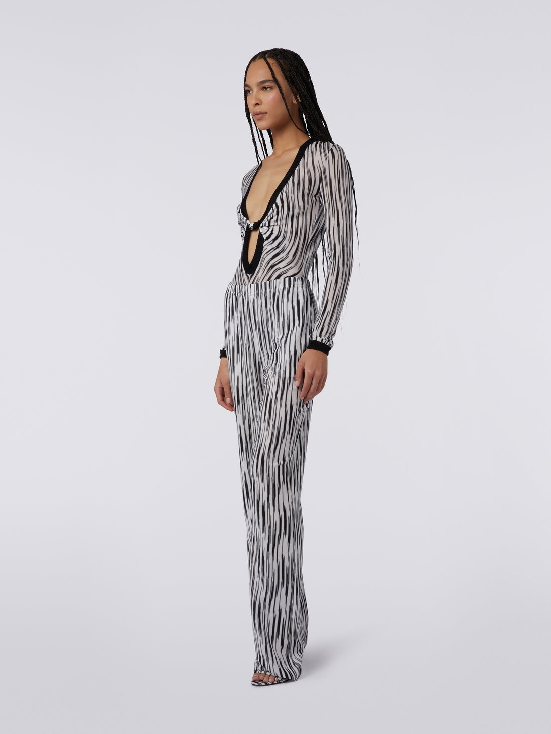 Pantalon fluide en viscose flammée, Noir & Blanc - 8051575798504 - 2