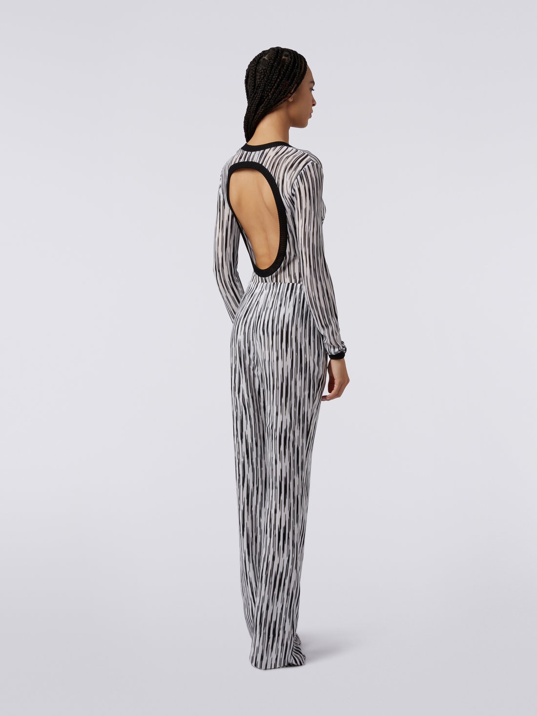 Pantalon fluide en viscose flammée, Noir & Blanc - 8051575798504 - 3