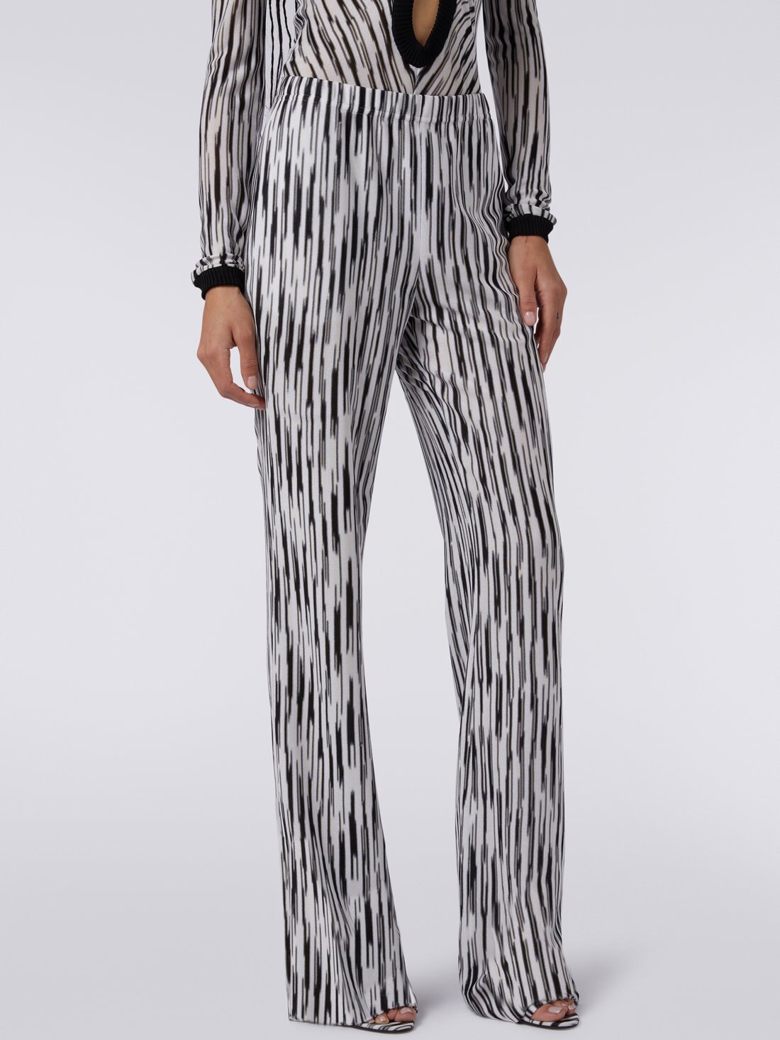 Pantalon fluide en viscose flammée, Noir & Blanc - 8051575798504 - 4