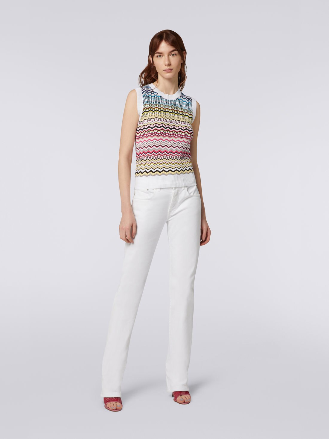 Missoni Kids Zig-Zag trim straight-leg jeans - White