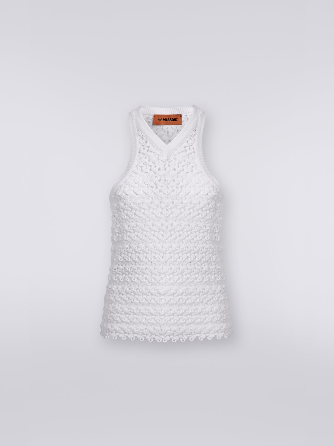 Viscose blend tank top with crochet effect