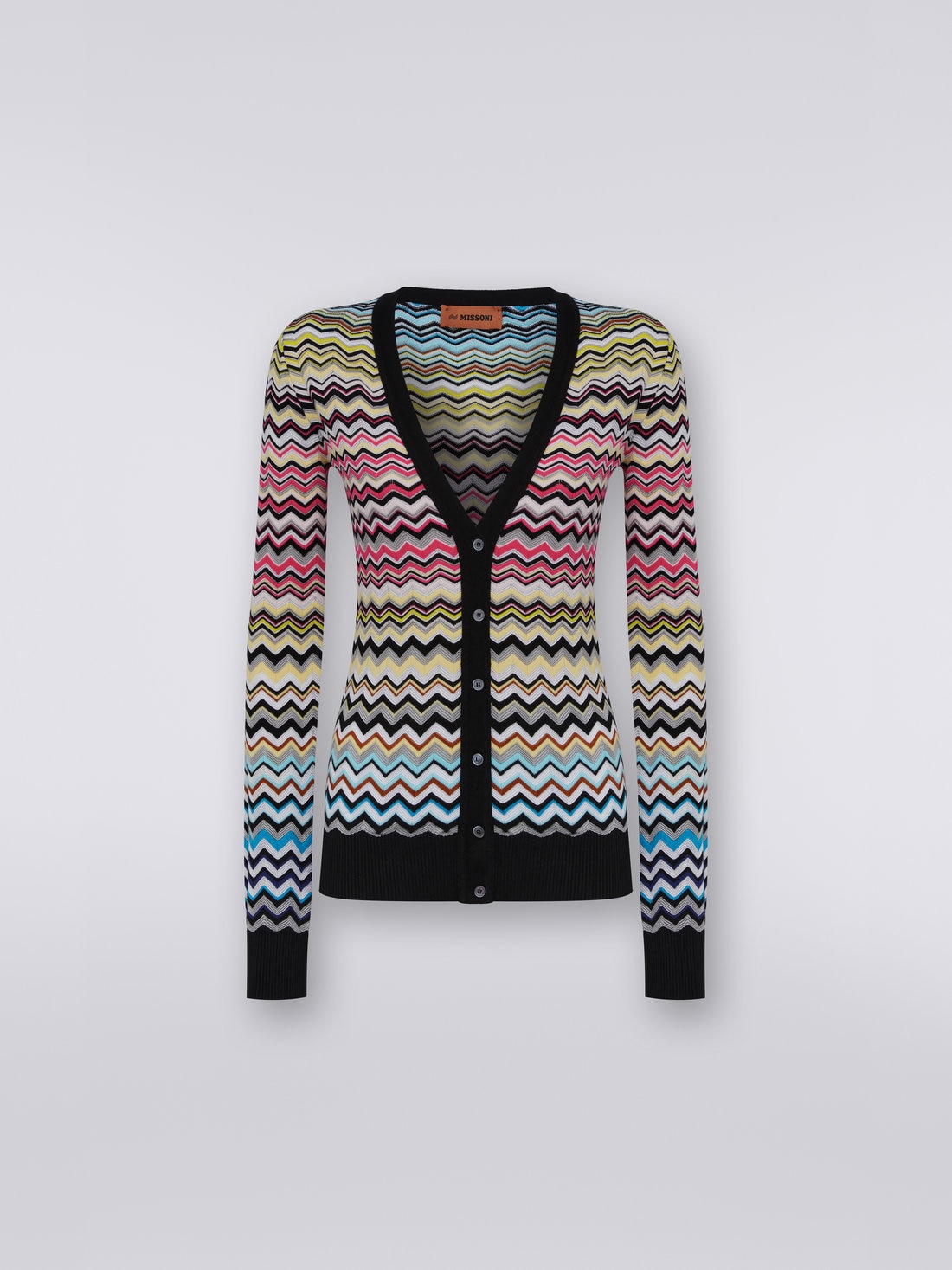 Dégradé chevron viscose cardigan, Multicoloured - DS23SM0WBK022HSM8NH - 0