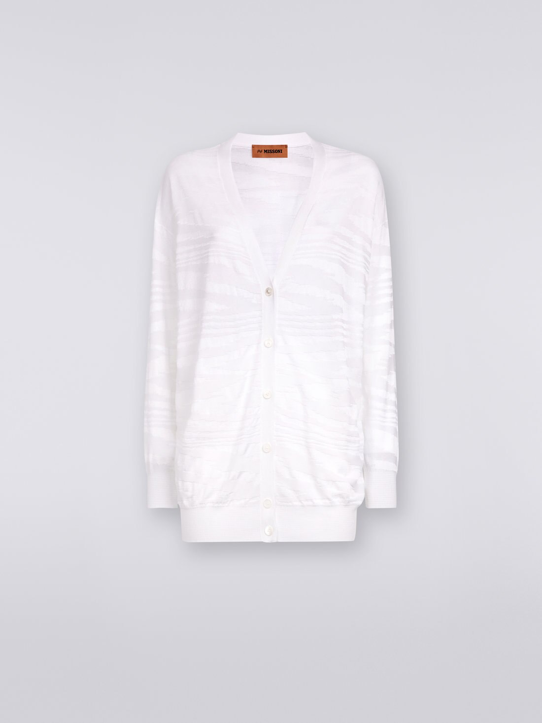 Cárdigan extragrande en algodón y viscosa, Blanco  - DS23SM1UBK021J14001 - 0