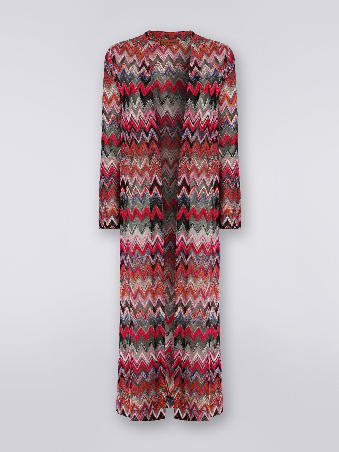 Long cardigan in lamé viscose blend, Black & Pink  - DS23SM2FBR00O0S413K - 0