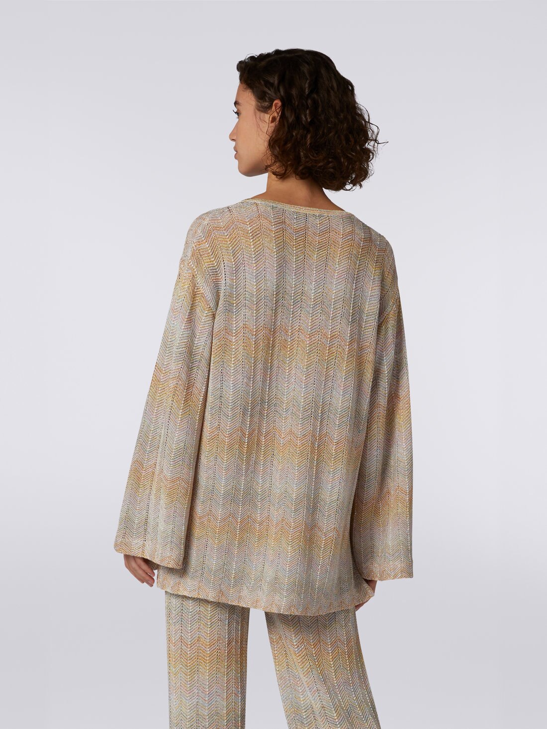 Langärmelige Bluse aus Strick mit Chevronmuster, Mehrfarbig  - DS23SN1LBK024OSM8UO - 3