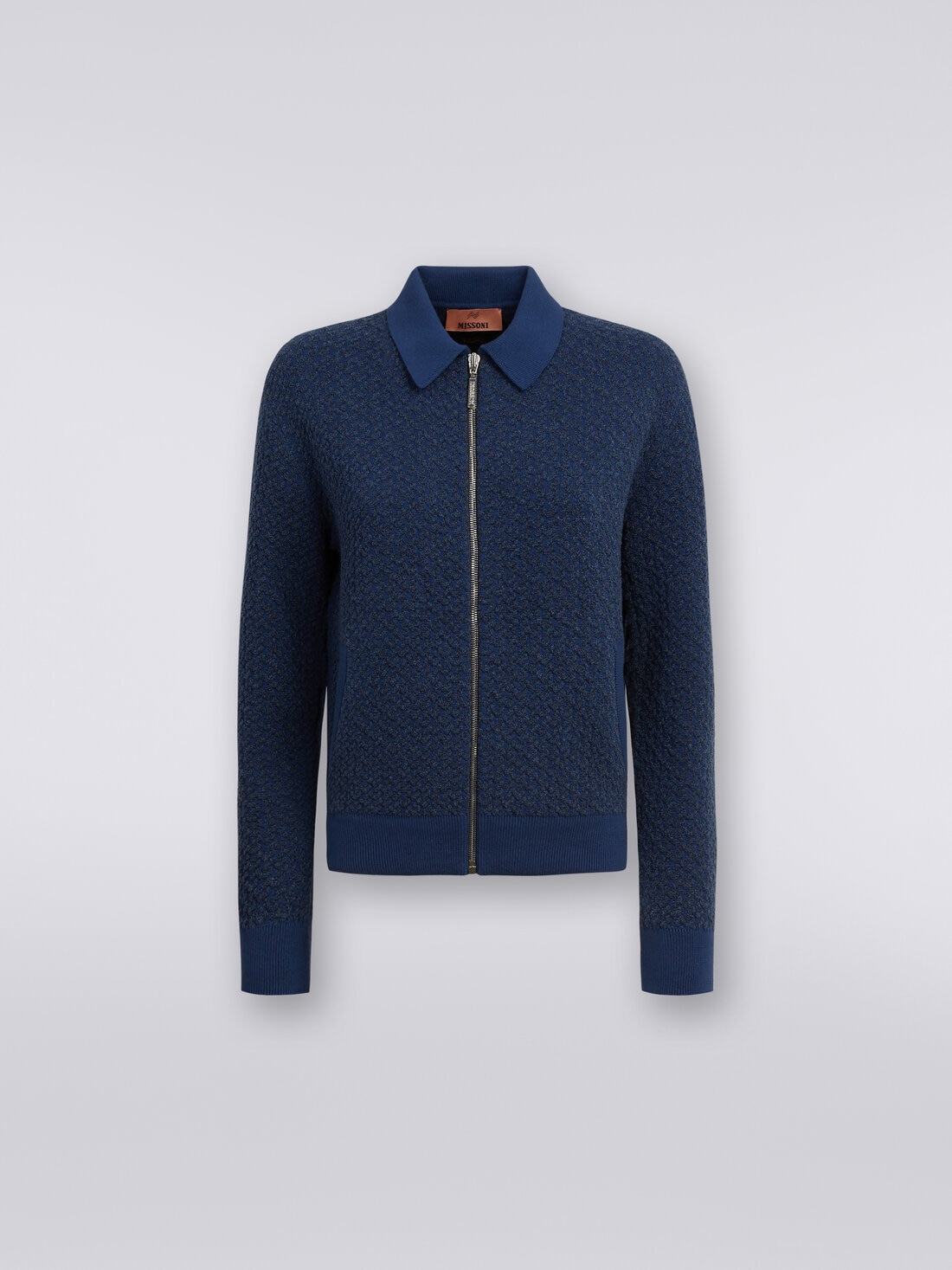 Bomber in cotone e nylon con zip, Blu - DS23WC0TBK030TS72CV - 0