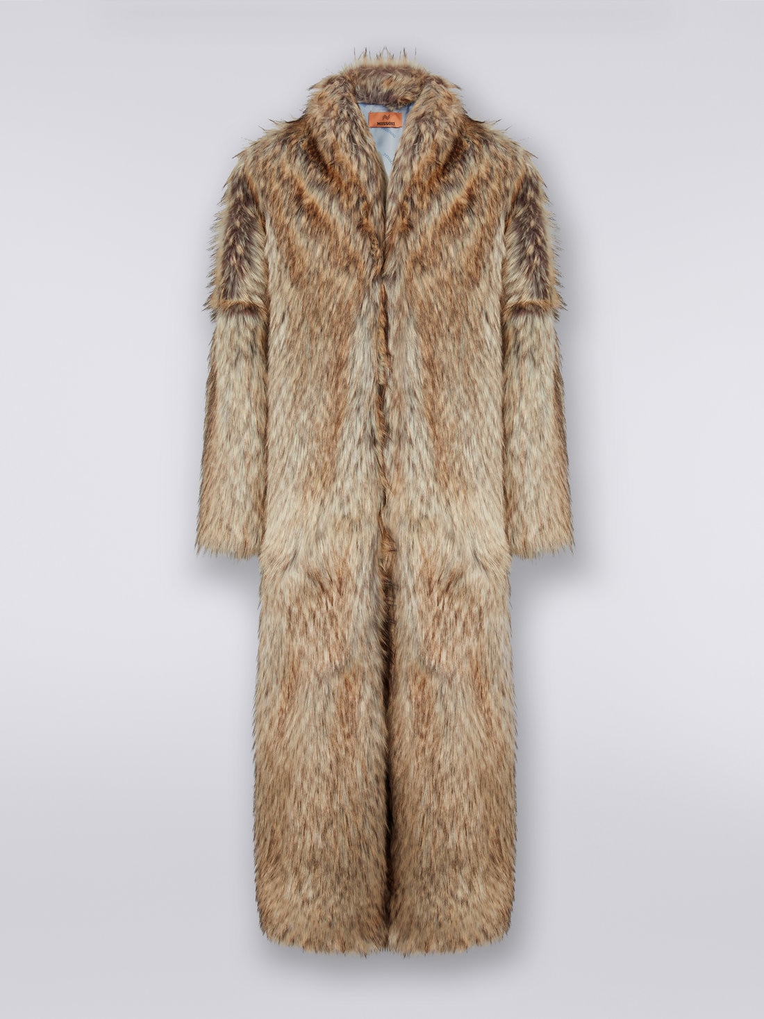 Long faux fur coat, Multicoloured  - DS23WC0UBW00QRS80BF - 0