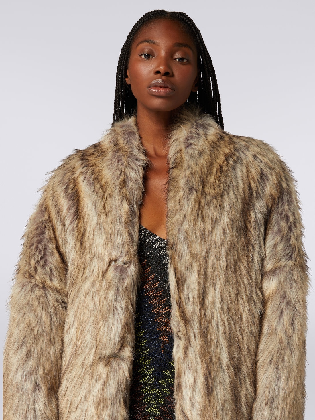 Long faux fur coat Multicoloured Missoni