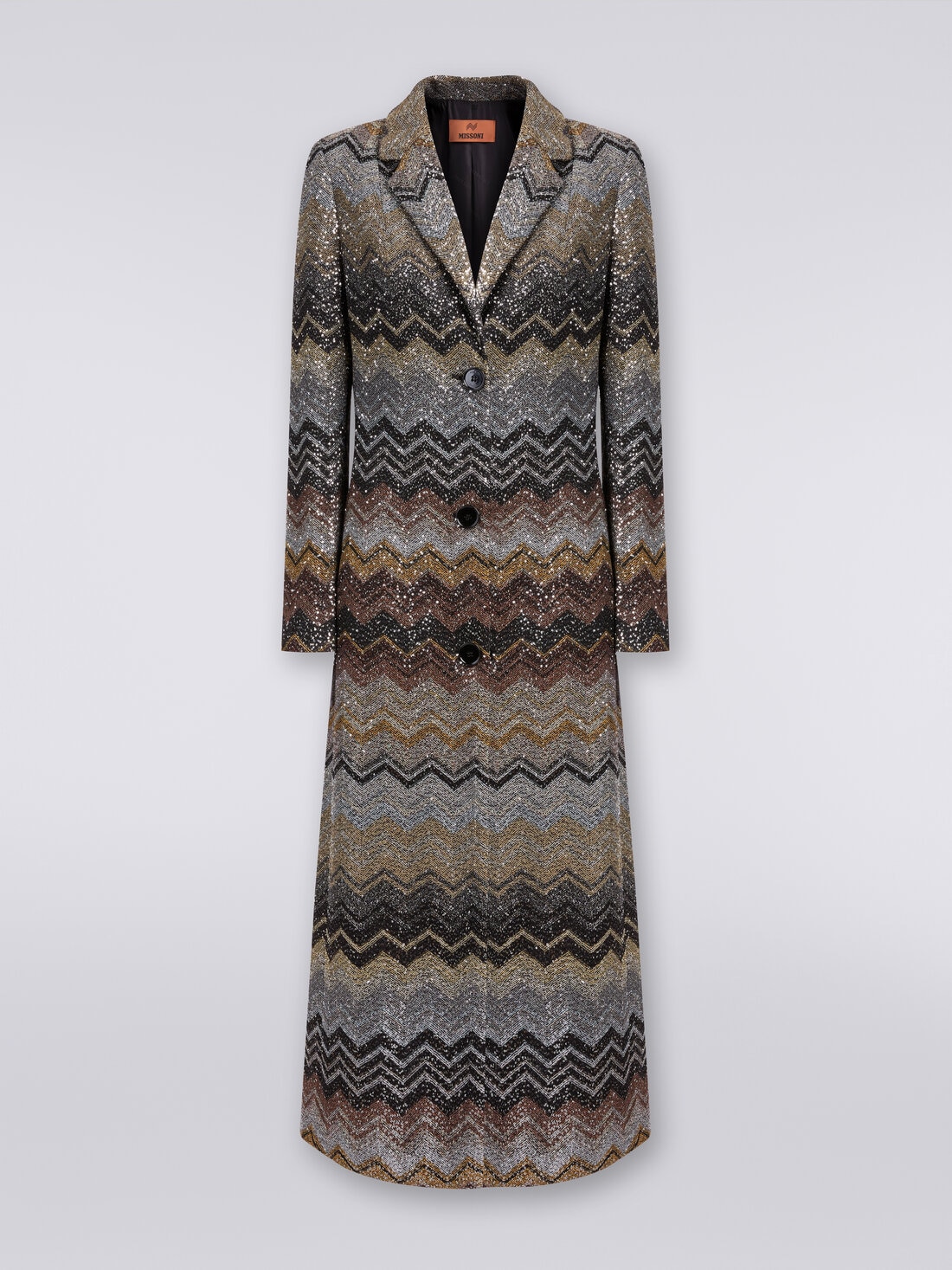 Long coat in viscose blend with sequins, Multicoloured  - DS23WC1DBC003US91HN - 0