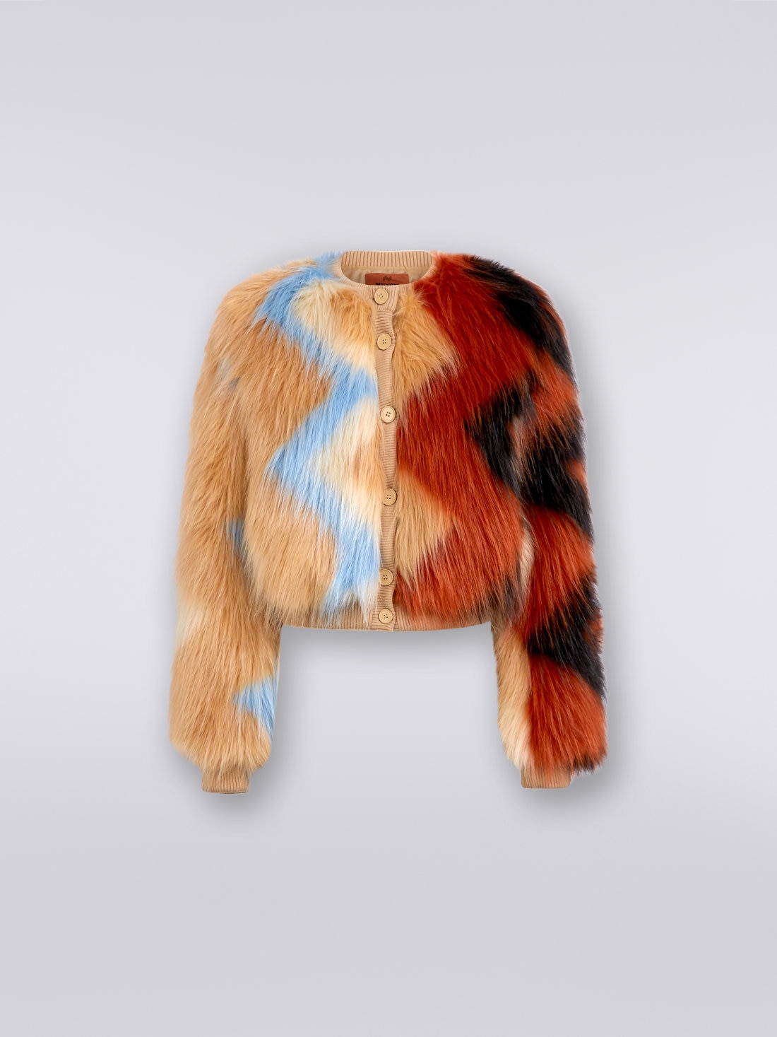 Bomber in faux fur with zigzag, Multicoloured  - DS23WC1FBW00PZSM958 - 0
