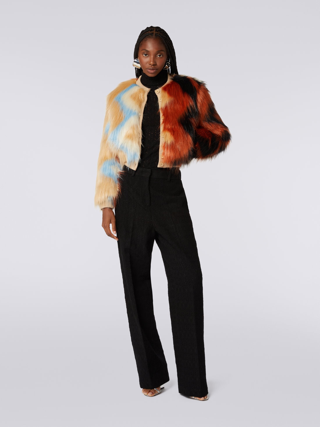 Bomber in faux fur with zigzag, Multicoloured  - DS23WC1FBW00PZSM958 - 1
