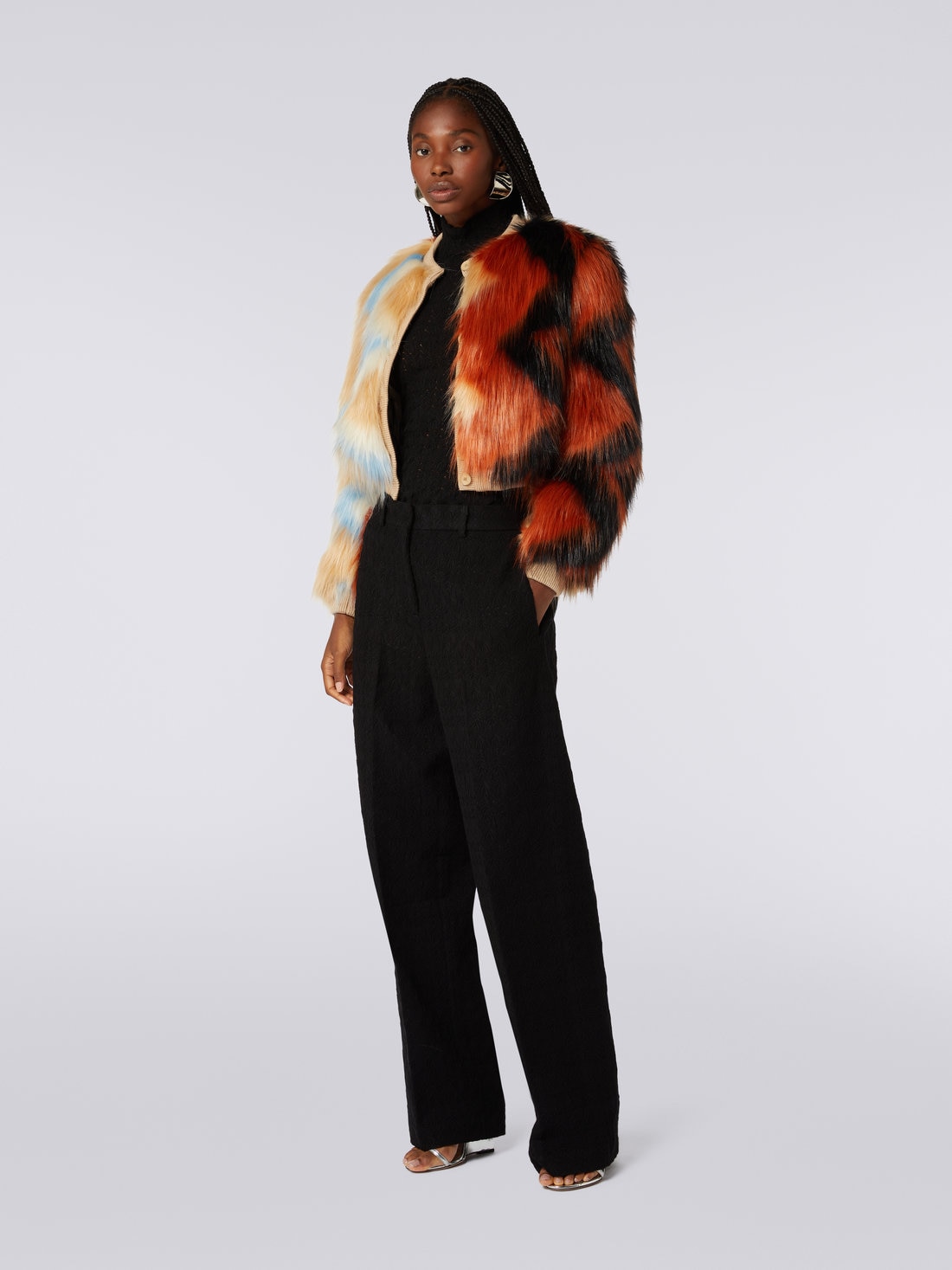 Bomber in faux fur with zigzag, Multicoloured  - DS23WC1FBW00PZSM958 - 2