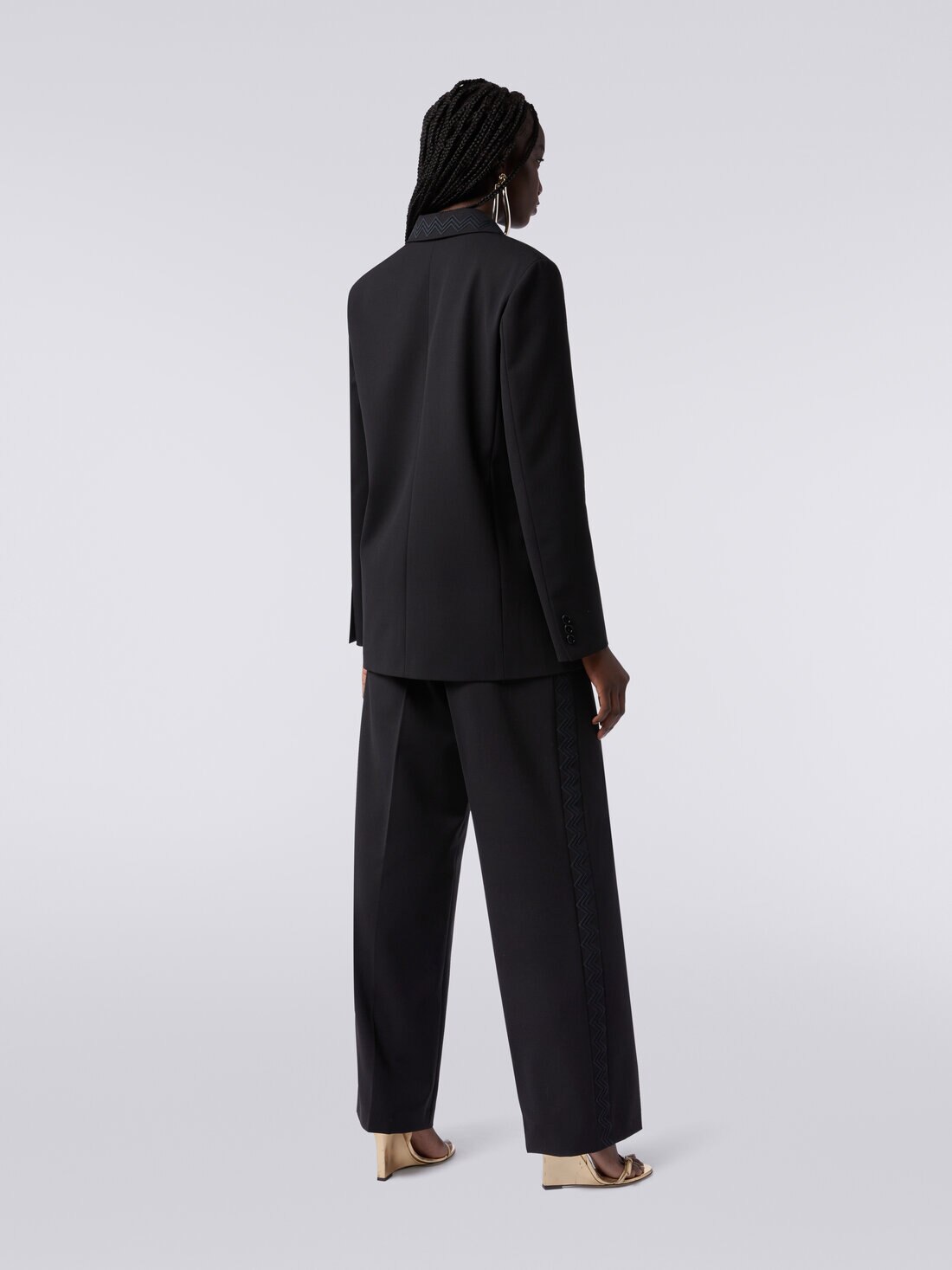 Zig Zag Embroidered Buttonless Blazer (New -Cotton Blend) - L