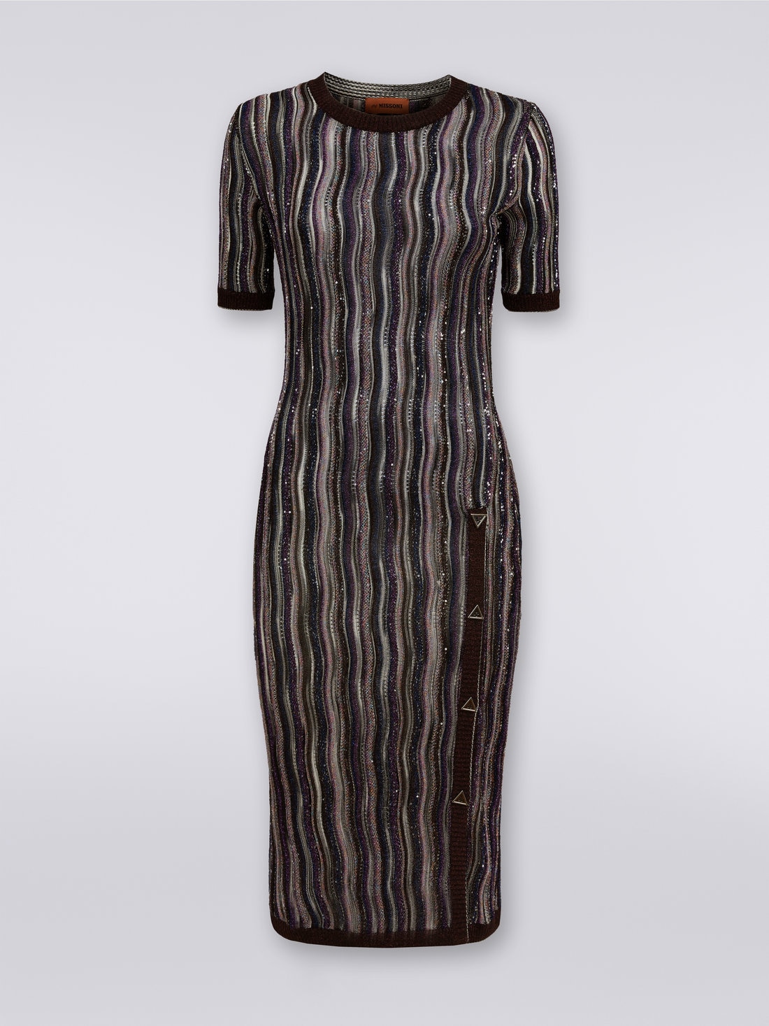 Vertical striped dress with sequins, Multicoloured  - 8051575846519 - 0