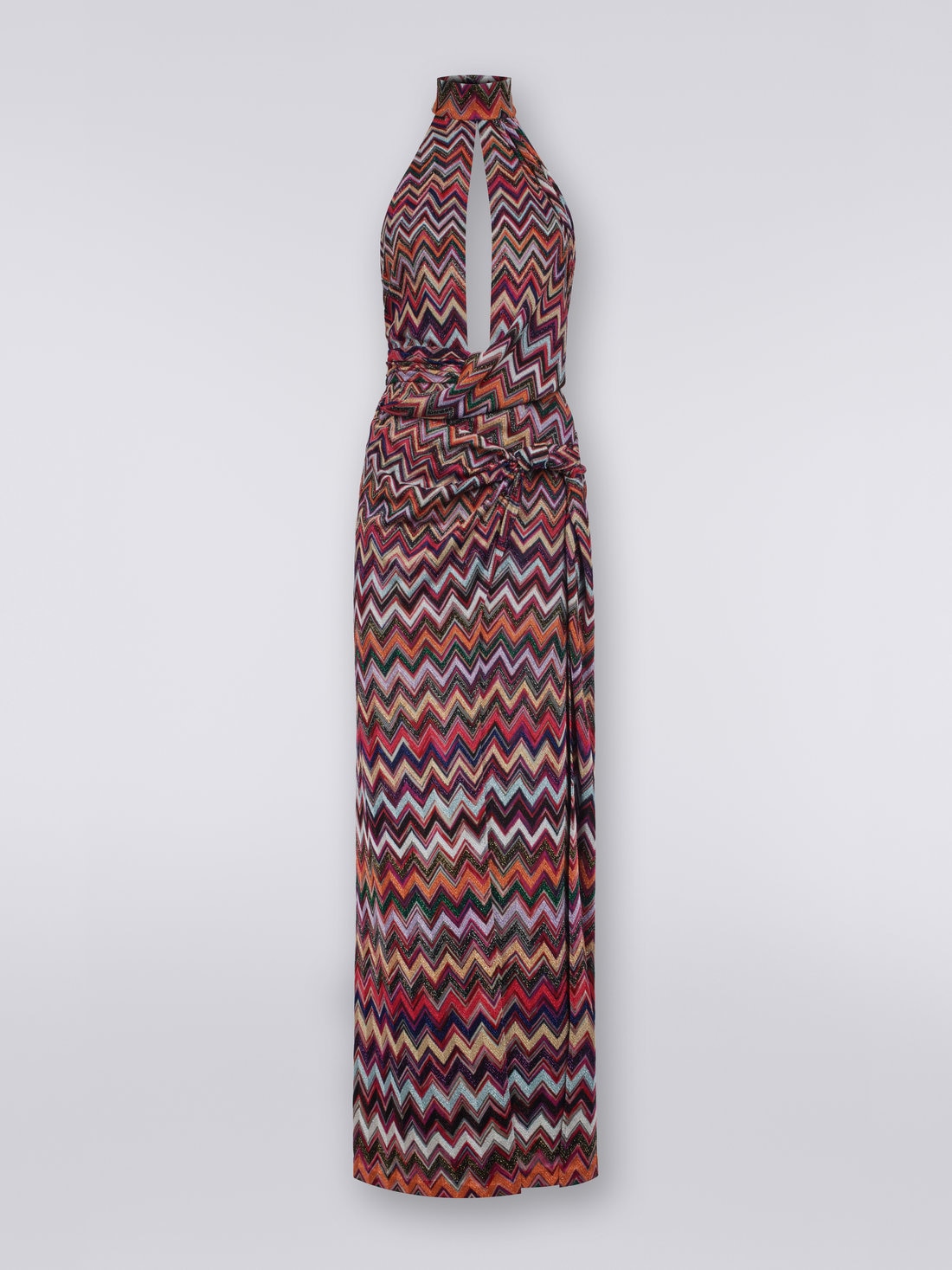 Long dress in viscose chevron with lurex , Multicoloured  - 0