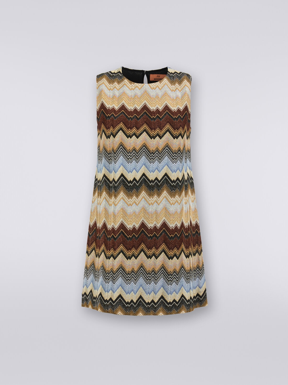 Pleated lamé zigzag viscose mini dress, Multicoloured  - DS23WG43BR00SZSM941 - 0