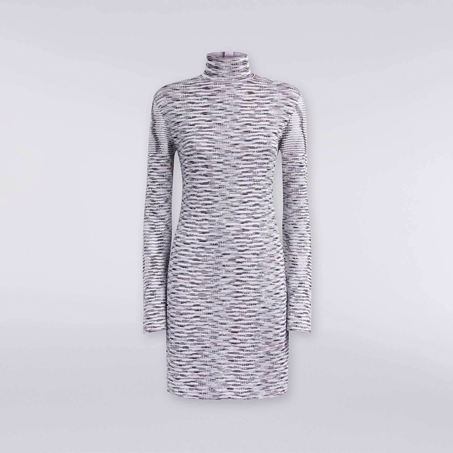 Vestido mini de cuello alto de lana y viscosa con lentejuelas, Morado  - 8051575971617 - 5