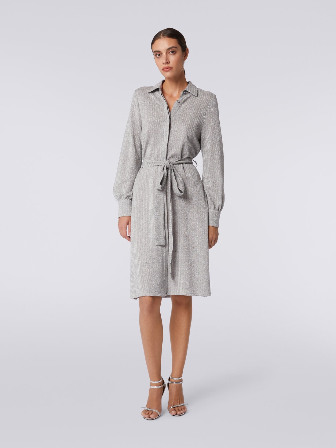 Cotton and viscose lamé dress , Grey - 8053147077611 - 1